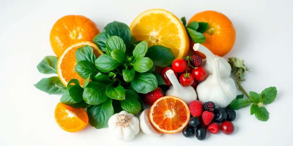 Fresh fruits and vegetables for boosting immune health.