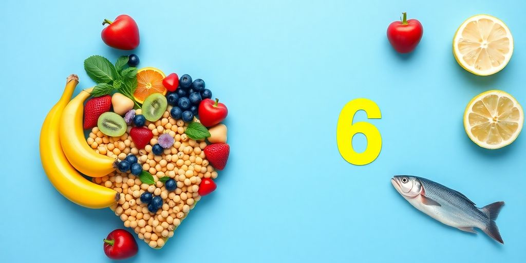 Fruits and vegetables promoting heart health with Vitamin B6.