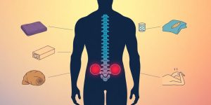 Human silhouette with highlighted sacroiliac joint area.